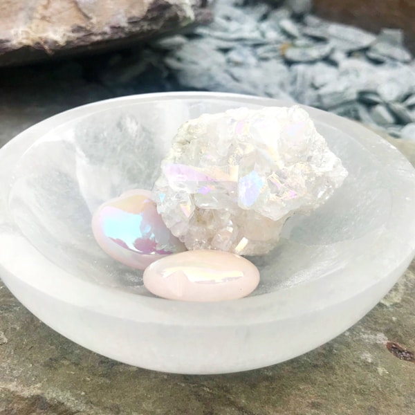 12 cm Selenite  Bowl, Charging Bowl For Crystals Decorative Gemstone Dry Offering Bowl