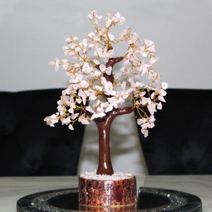Gemstone tree with Rose Quartz Crystal Chips. Lucky Indoor Decorative Healing Tree