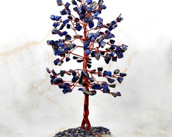 Gemstone Lapis Lazuli Healing Tree On Natural Rock Quartz Crystal Base Home Decoration Lucky Tree