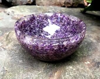 Amethyst Orgonite Gemstone Bowl Charging Bowl For Crystals Decorative Offering Bowl