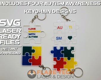 Autism Awareness Keychain, Laser Cut SVG File (Instant Download)