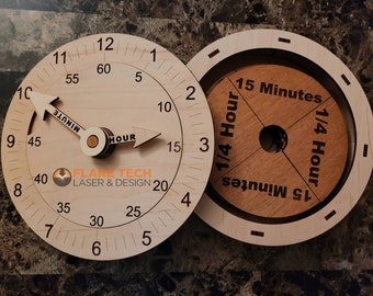 Wooden Learning Clock for Children with Built-In Storage