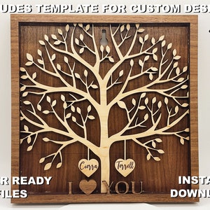 Valentine&#39;s Day Couples Tree Wall Decoration, Wall Art, Gift for Significant Other, SVG Laser Ready Cut File - Instant Download
