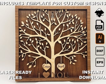 Couples Tree Wall Art, Laser Cut File (Instant Download)