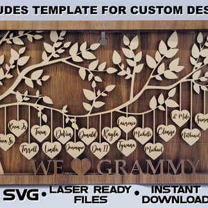 Mother&#39;s Day Wall Decor, Family Art Wall Decor, Family Tree Gift, SVG Laser Ready Cut File - Instant Download