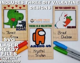 DIY Valentine's Day Wooden Cards, Laser Cut SVG (Instant Download)
