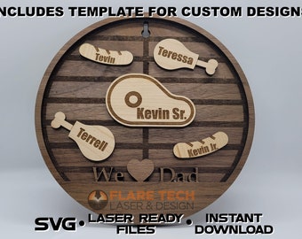 Personalized Family Tree BBQ Grill Wall Decor, Laser Cut File (Instant Download)