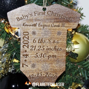 Custom Christmas Ornament, Baby&#39;s First Christmas Ornament - Svg Laser-Ready Cut File - INSTANT DOWNLOAD