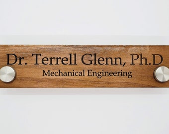 Walnut Desktop Nameplate, Custom Engraved Sign, Personalised Desk Nameplate, Office Plaque, Executive Desk Plate, Office Plate with stand