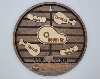 Personalized Father's Day BBQ Wall Decor, Laser Cut Wood Art