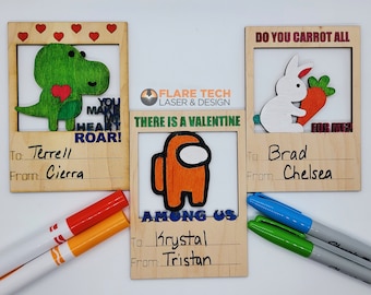 DIY Wooden Valentine's Cards, Coloring Valentines Blanks for Kids