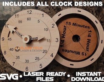 Wooden Learning Clock SVG, Laser Cut File (Instant Download)