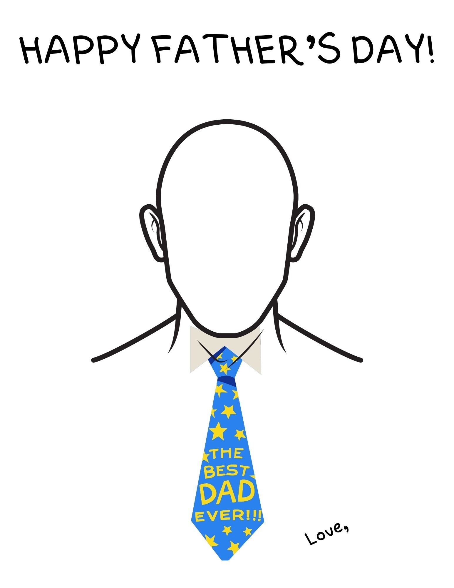 Father's Day Printable Card for Kids Drawing Etsy