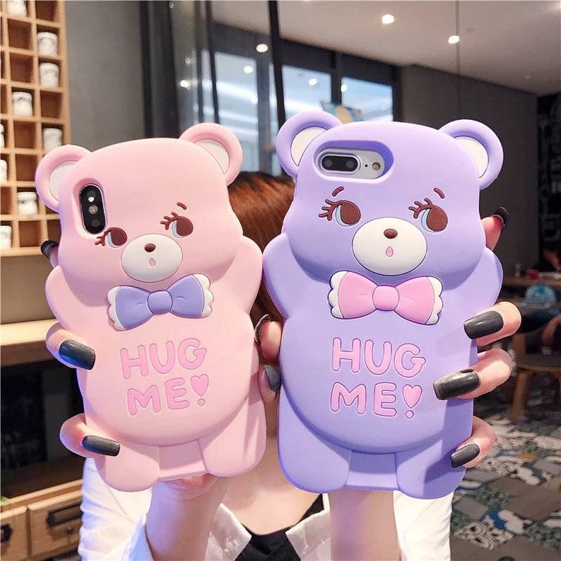 3D Teddy Bear Silicone Iphone Case 3D Cute Boys Tears Case Etsy