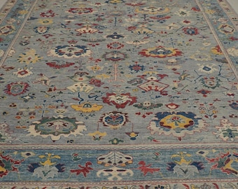 12x15 Gray Oushak Area Rug - Hand knotted Plush Wool Veg dyes Oversize Turkish Rug - Rugs for living room - Oversize rug - 11&#39;9&quot;x14&#39;11&quot;
