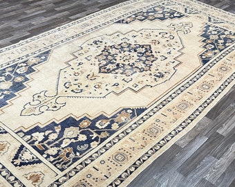 6x12 Vintage Turkish Oushak Rug: Hand-Knotted Wool Area Rug