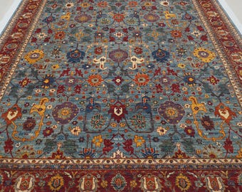 10x14 Blue Oriental Rug - Afghan Hand knotted Wool Rug 9'8"x13'10"