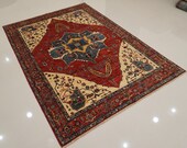 Area Rug, 6x9 Afghan Heriz Handmade Wool Rug, Bedroom Rug, Living Room Rug, Oriental Rug,Serapi Rug 81563