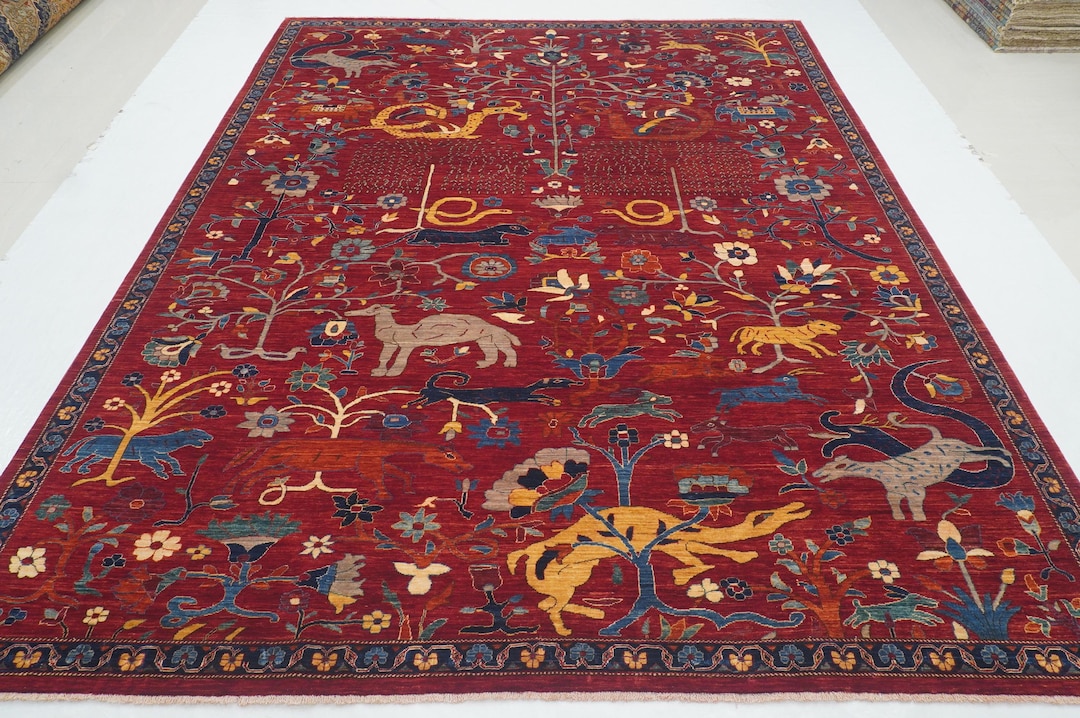 8x10 Red Gabbeh Tribal Area Rug - Afghan Super Fine Hand Knotted Wool ...