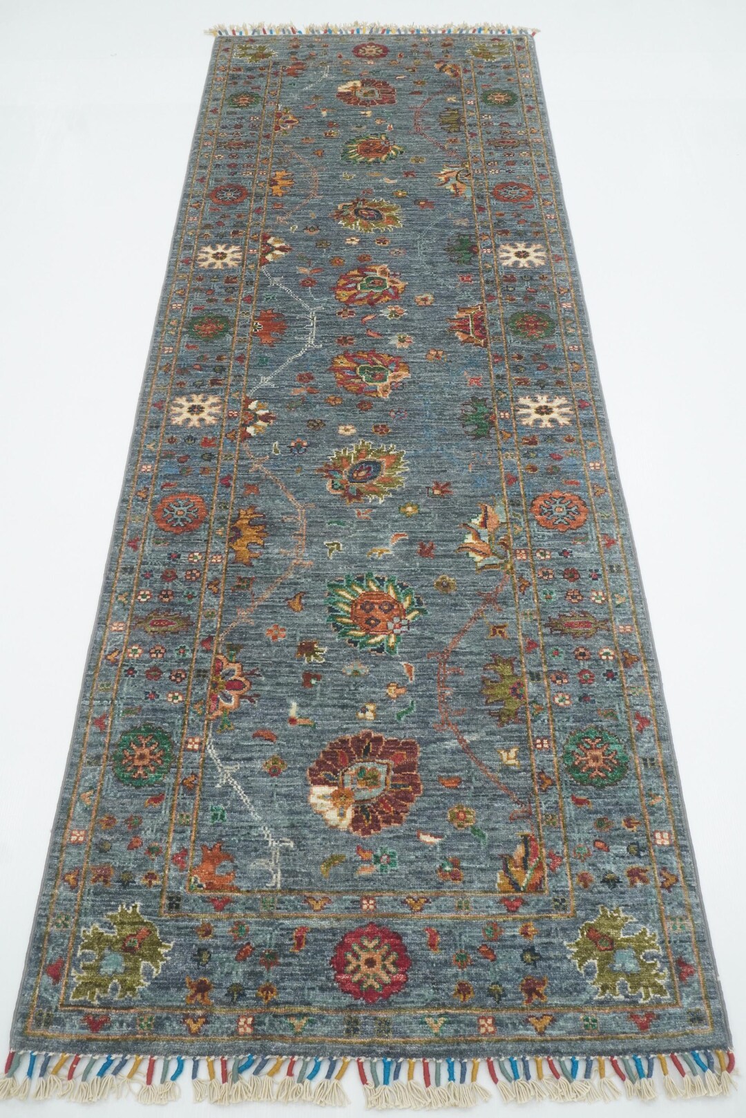 Waziri Rug 8 Ft Waziri Runner Rug: Blue Afghan Hand-knotted Wool Rug - Etsy