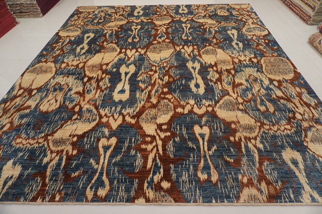 12x14 Area Rug Afghan Hand Knotted Wool Rug Oversize Living Room Rug