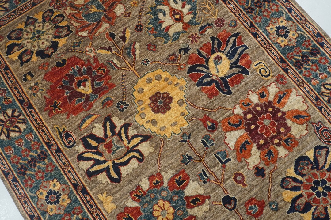 5x7 Gray Oriental Rug Persian Style Afghan Hand Knotted Veg Etsy