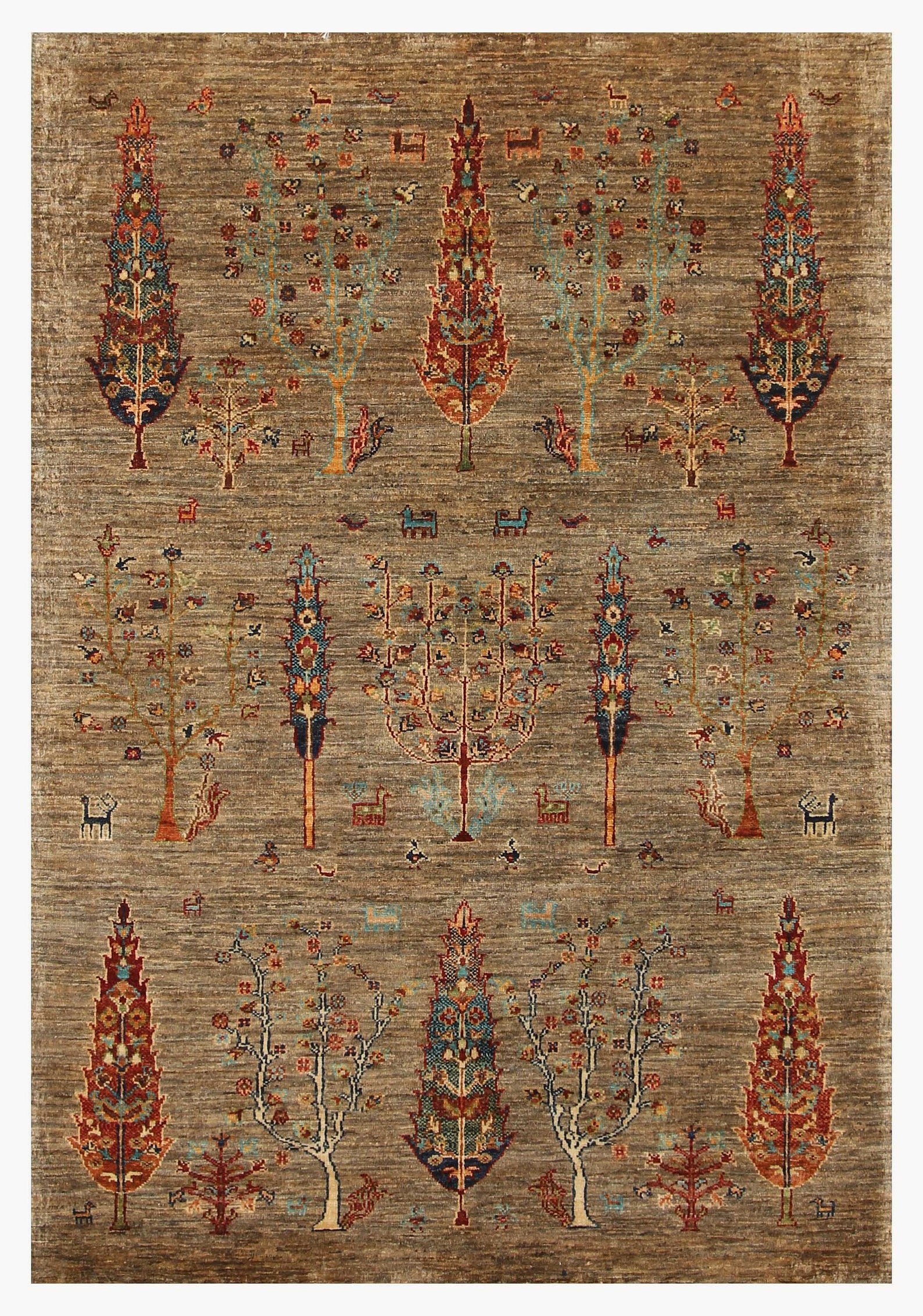 Grey 4x6 Gabbeh Area Rug Afghan Tree Of Life Hand Knotted Etsy