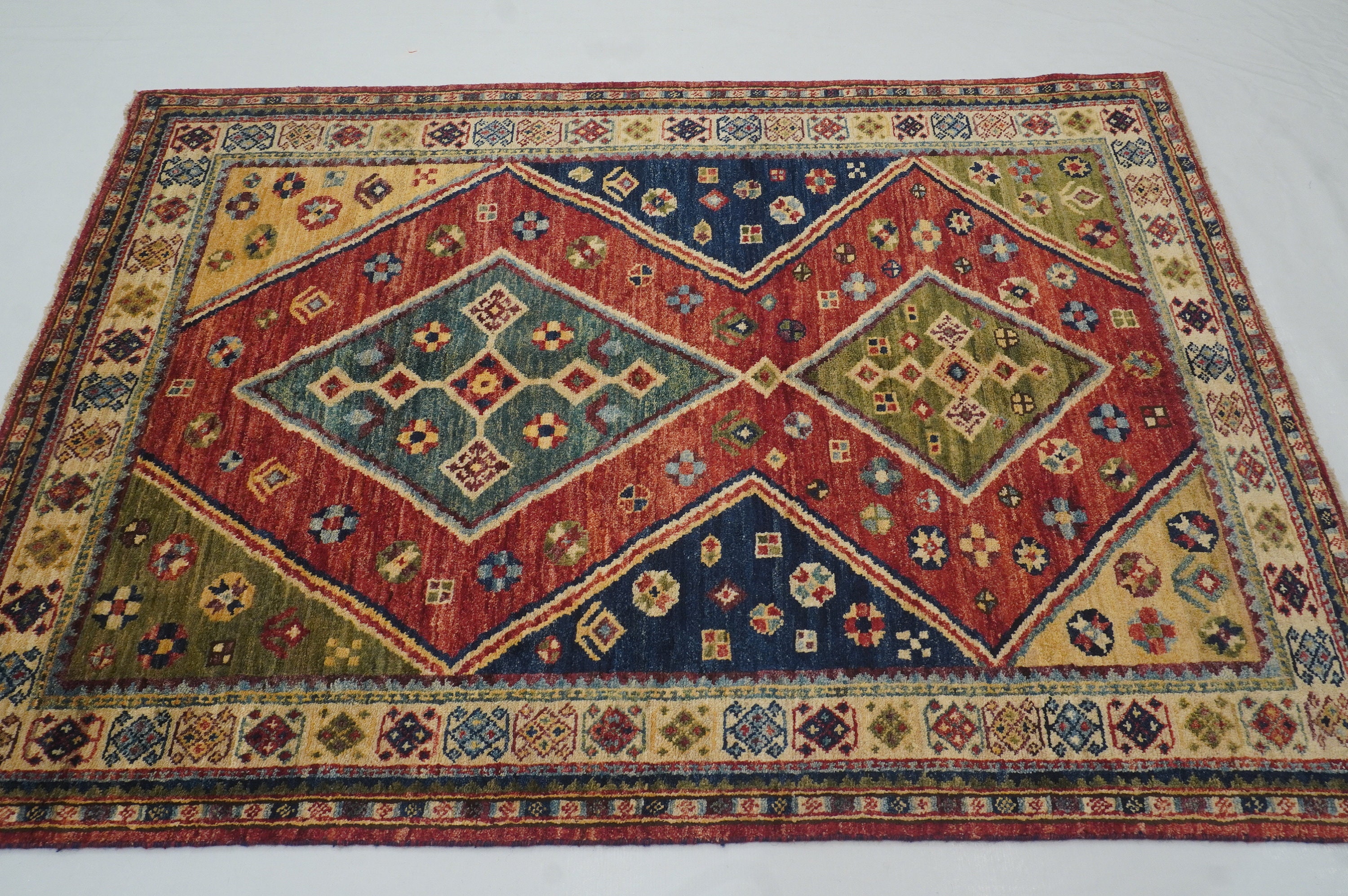 手織りアフガンウールラグ：4x6トライバルギャッベラグ - Etsy 日本