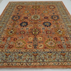 Tappeto Bidjar marrone 8x10 - Tappeto in lana annodato a mano in stile persiano Harshang afgano - Tappeti per soggiorno - Tappeto per camera da letto - Tappeto afgano marrone