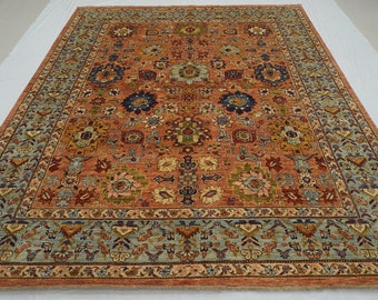 8x10 Brown Afghan Bidjar Rug: Hand-Knotted Wool Persian Style Oriental Carpet