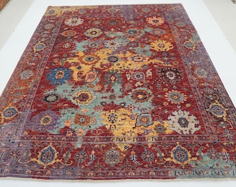 8x10 Red Afghan Area Rug: Bidjar Style Hand-Knotted Wool Oriental Rug