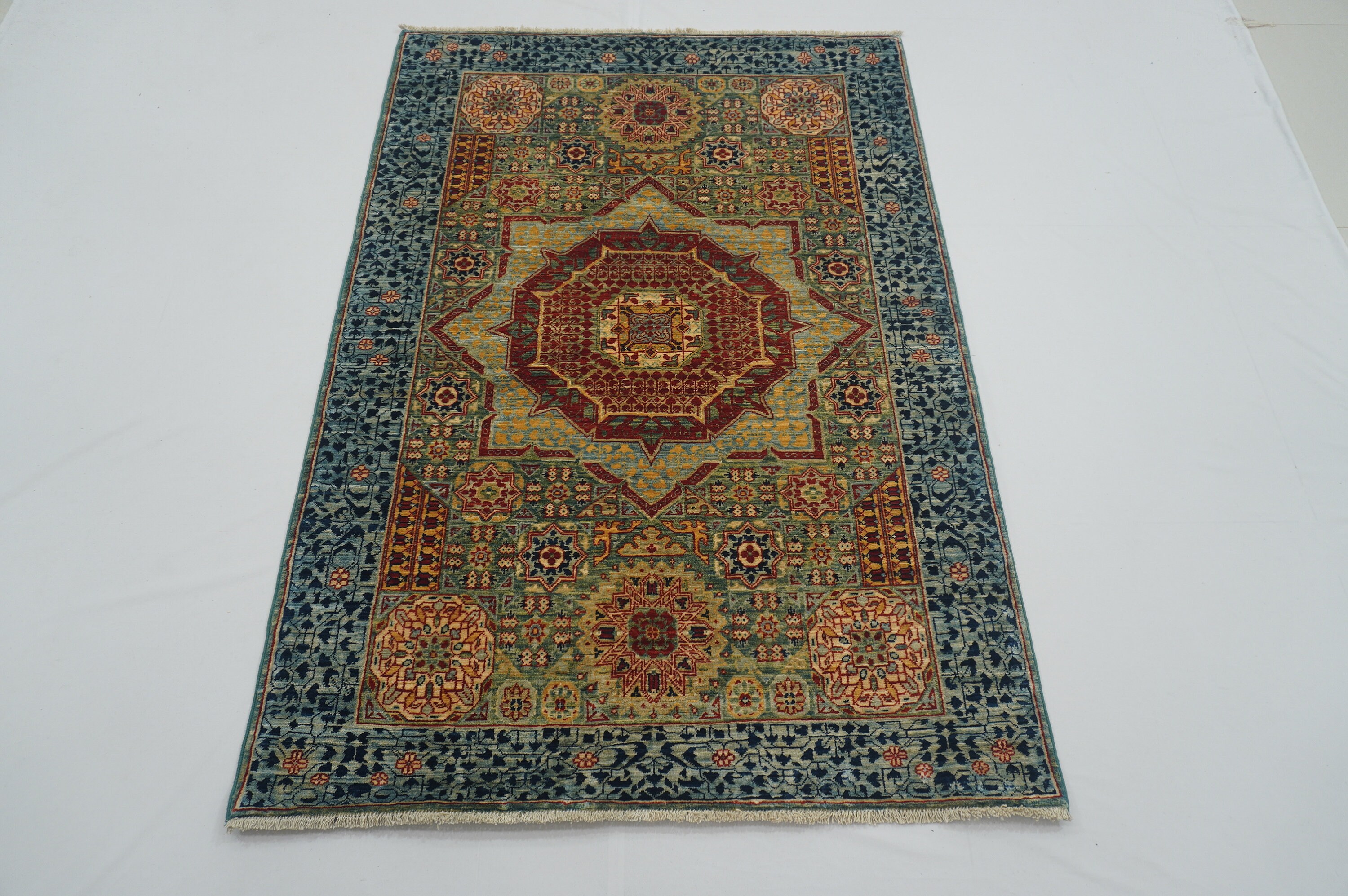 3x5 Türkischer Teppich Grüner Mamluk Handgemachter | Etsy