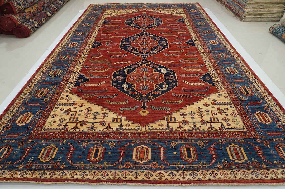 Heriz Area Rug 10x16 Heriz Area Rug - Red Persian Style Hand Knotted Wool Oriental ...