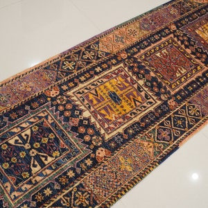 12 Ft Baluch Runner Rug - Navy Blue Afghan Handmade Natural Dyes Wool Runner Rug - Hallway Runner Rug - Kitchen runner