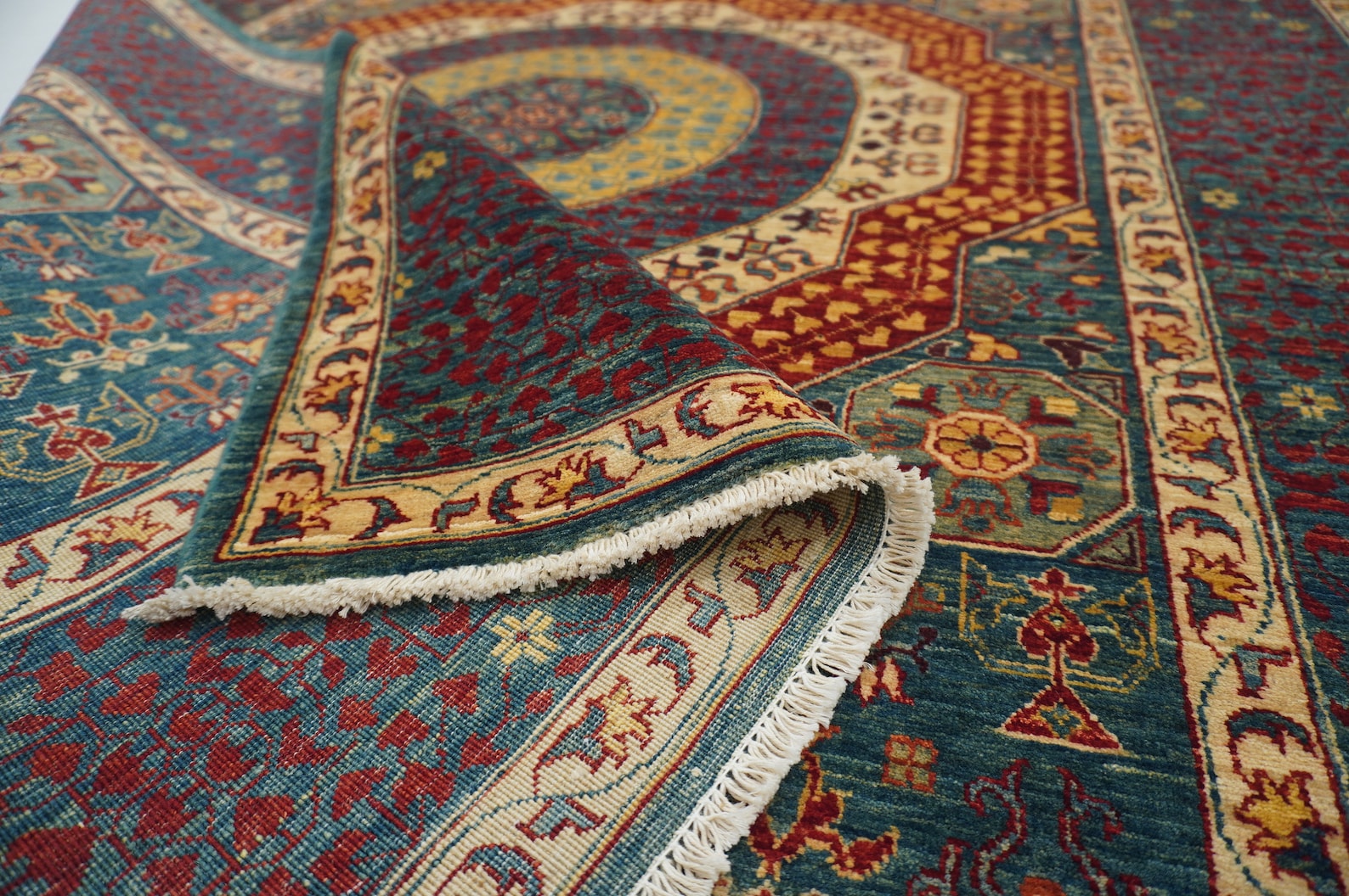 Green 5x7 Area Rug Afghan hand knotted wool rug Mamluk Etsy