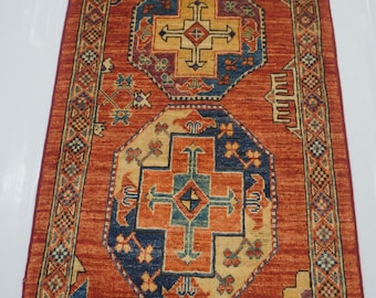 2x3 Red Ersari Accent Rug - Afghan Hand knotted wool Carpet 2'x3'2"