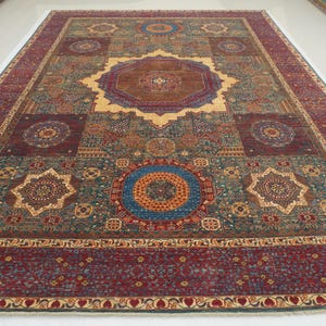 10x14 Teal Green Mamluk Area Rug - Super Fine Hand knotted Veg dyes Wool Turkish Medallion rug - Living room rug - bedroom rug 9&#39;10&quot;x13&#39;10&quot;