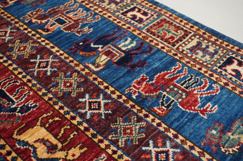 5x5 Square Area Rug Blue Pazyryk Fine Quality Afghan Etsy