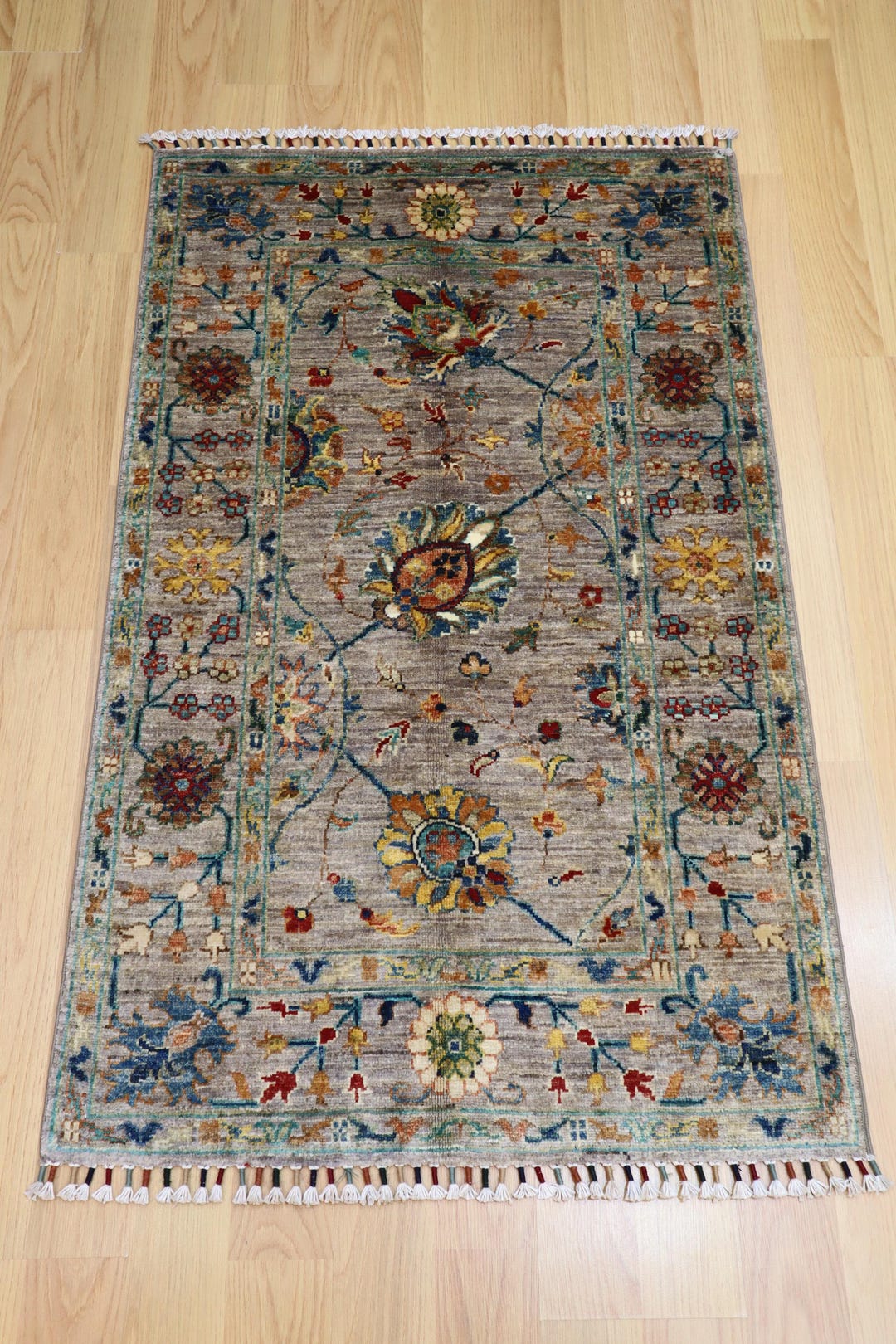 Waziri Rug 3x4 Gray Afghan Waziri Rug: Hand Knotted Wool Oriental Carpet - Etsy