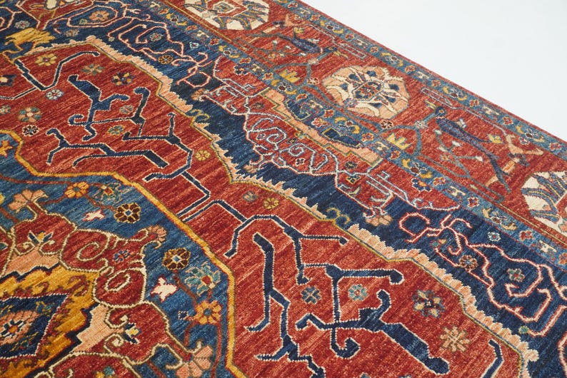 8x10 Red Serapi Area Rug: Afghan Hand Knotted Wool Oriental Rug - Etsy