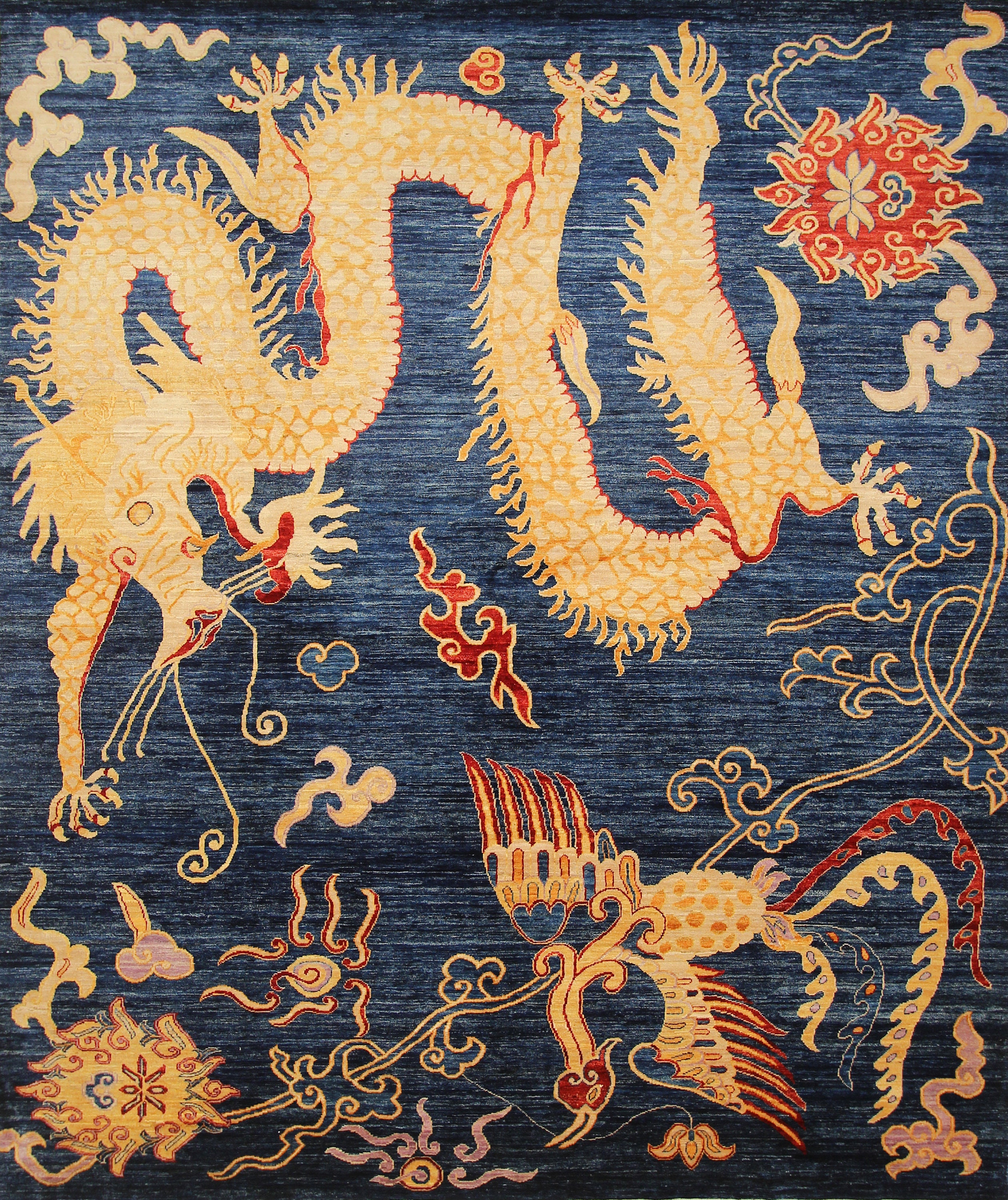 8x10 Dragon Phoenix Area Rug Navy Blue Chinese Style Hand - Etsy Canada