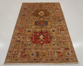 4x6  Rug: Hand-Knotted Afghan Wool Rug with Veg Dyes