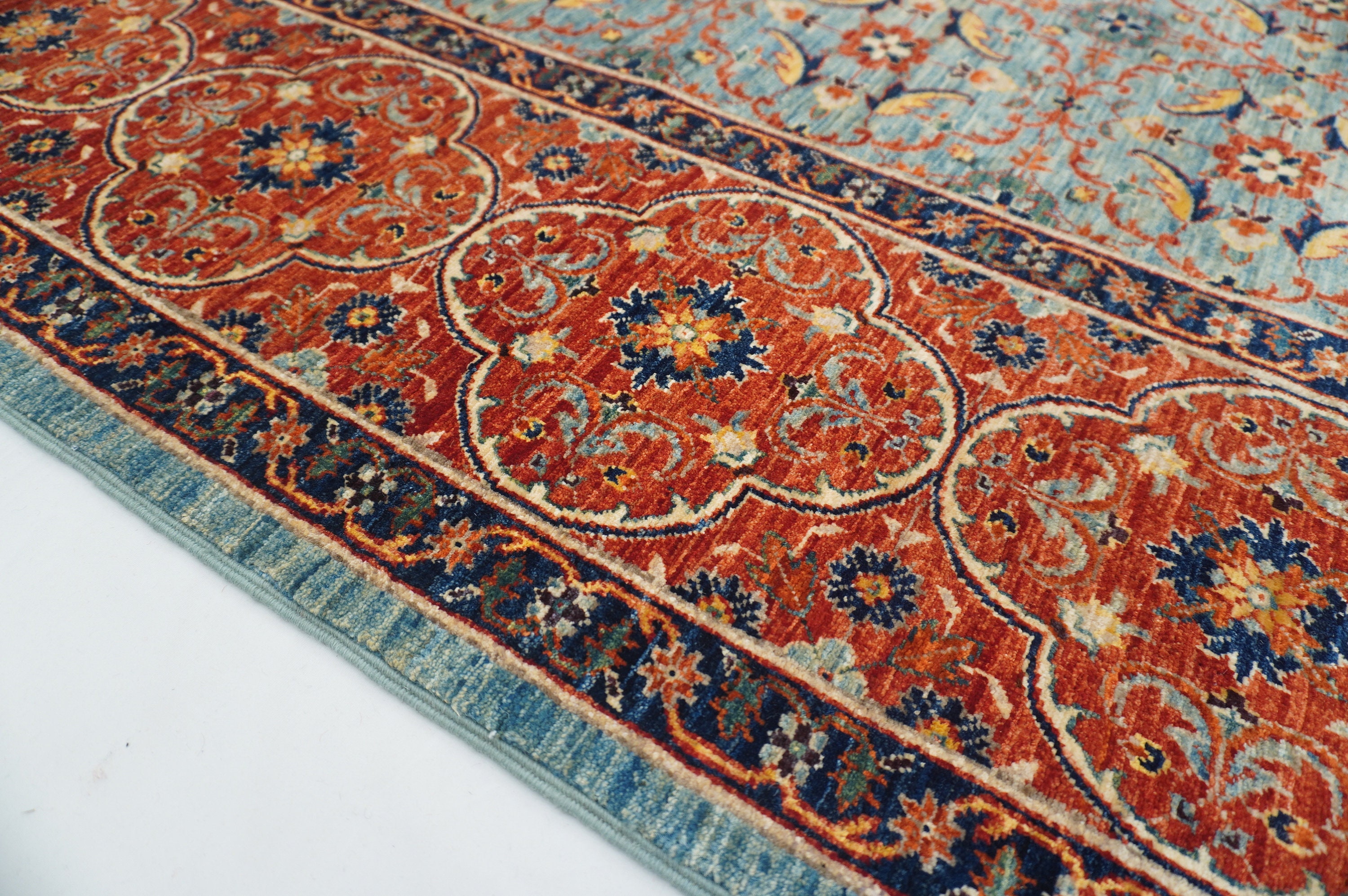 Blue 8x10 Persian Style Rug Oriental Hand Knotted Wool Rug Etsy