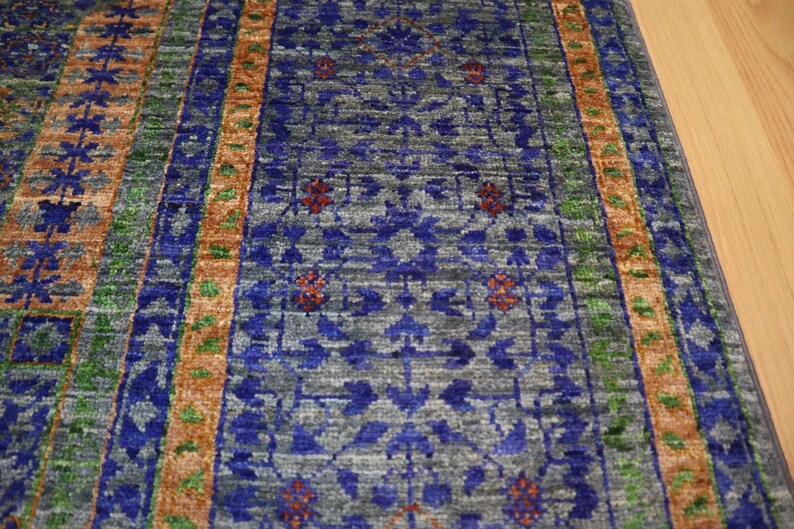 6x8 Gray Blue Mamluk Area Rug Turkish Hand Knotted Veg Dye Wool