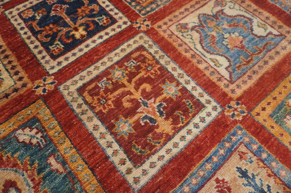 7x7 Square Area Rug Red Persian Style Hand knotted Wool Rug Etsy