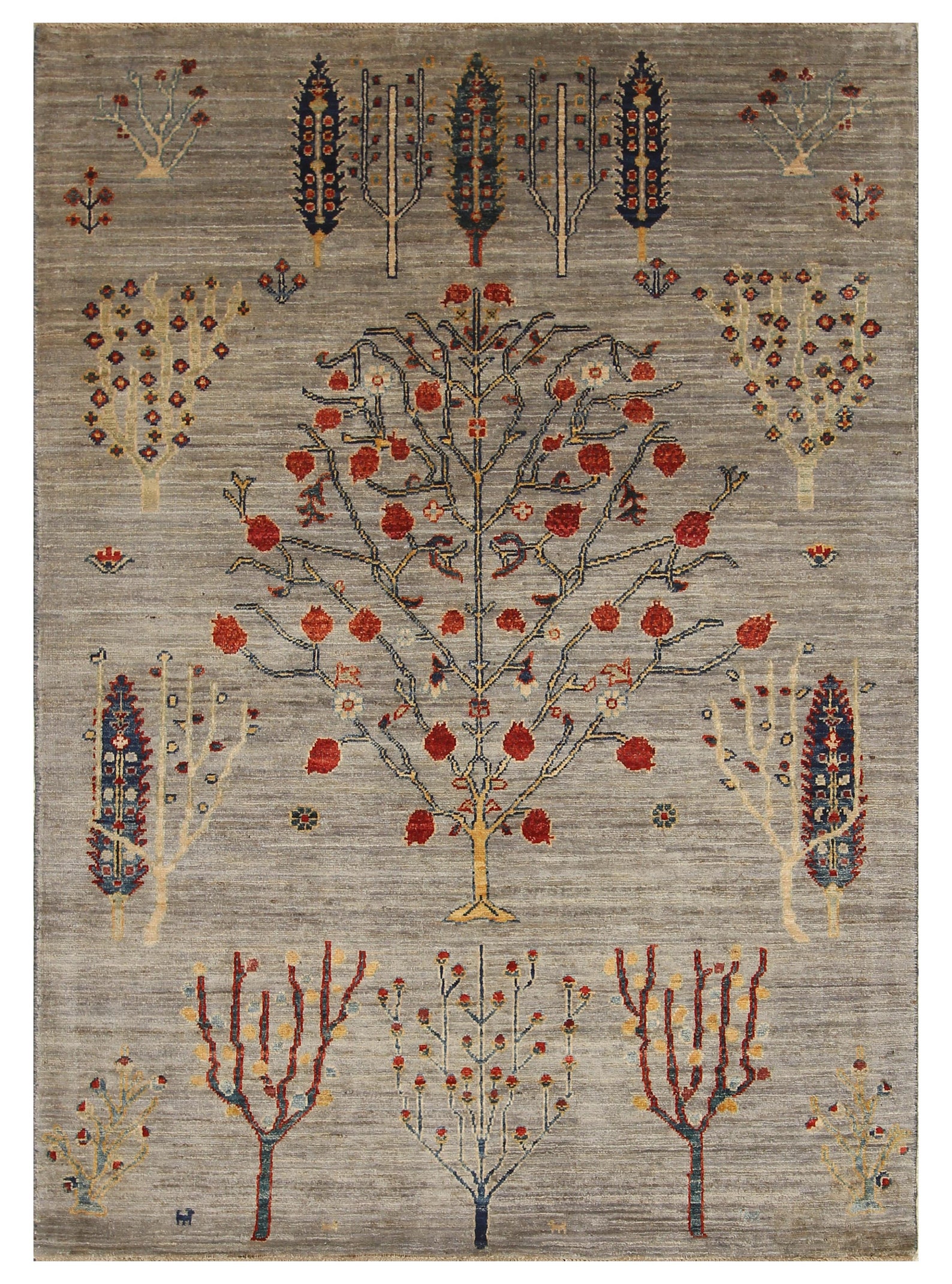 4x6 Tree Gabbeh Rug Blueish Gray Tree of Life Afghan Hand Knotted Wool ...