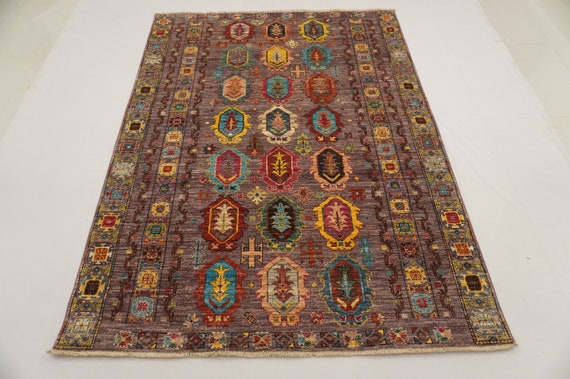 Afghan baluch rug※今だけお値下げ！ Afghan Baluch Rug 4x6, Tribal, Geometric, Unique Colors, Triple