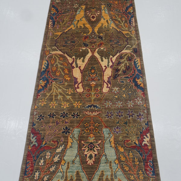 8 ft Bidjar Runner Rug - Gray Modern colors Persian Style Hand knotted Veg dye wool Oriental runner rug - Hallway runner