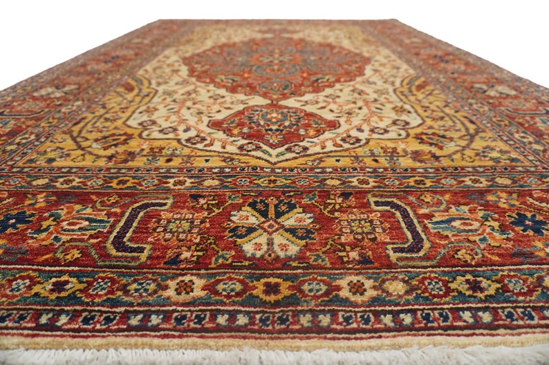 Red 4x6 Area Rug Afghan Hand Knotted Wool Rug 120x180 cm Etsy