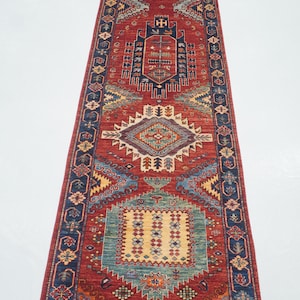3 x 10 Ft Red Malayer Runner Rug - Persian Style hand knotted Veg Dyes Wool Oriental Runner Rug - Hallway Runner - Kitchen runner